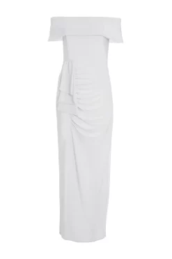 Silver Glitter Bardot Maxi Dress