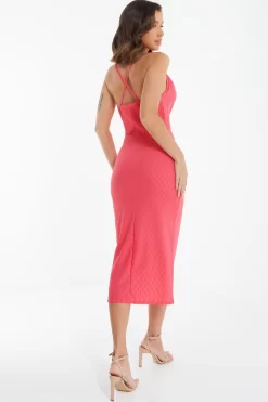 Pink Textured Cowl Midi Dress 8 Pink Textured Cowl Midi Dress -Women Clothing Sale 00100038847 XB scaled