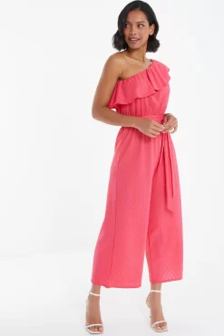 Pink Textured Frill Culotte Jumpsuit -Women Clothing Sale 00100038848 XS scaled