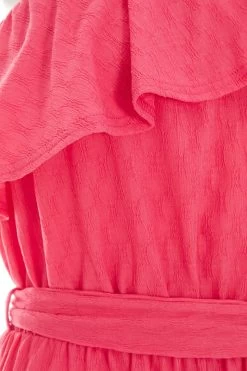 Pink Textured Frill Culotte Jumpsuit -Women Clothing Sale 00100038848 ZS