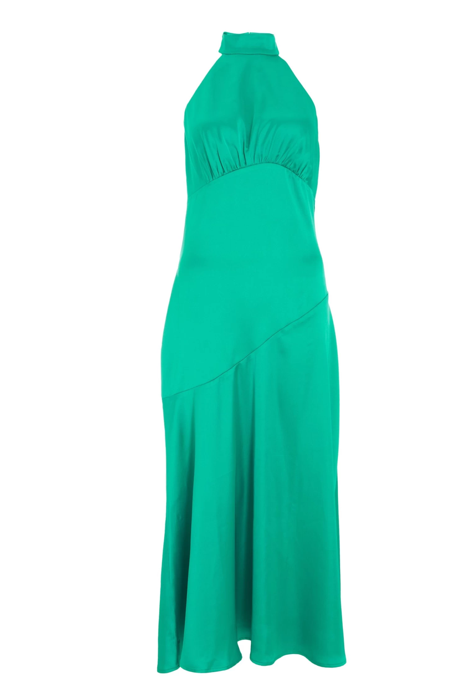 Jade Green Satin High Neck Midi Dress 1 Jade Green Satin High Neck Midi Dress