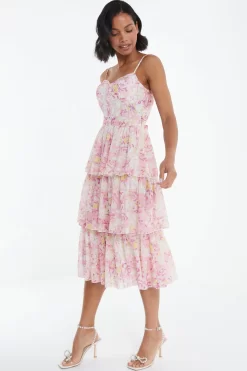 Pink Floral Tiered Midi Dress 9 Pink Floral Tiered Midi Dress -Women Clothing Sale 00100038871 XS scaled