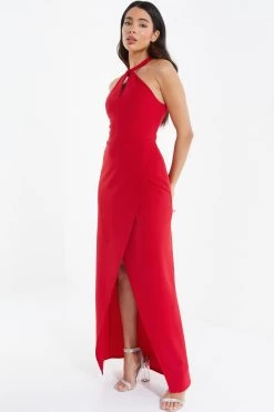 Red Cross Front Maxi Dress 9 Red Cross Front Maxi Dress -Women Clothing Sale 00100038872 XS