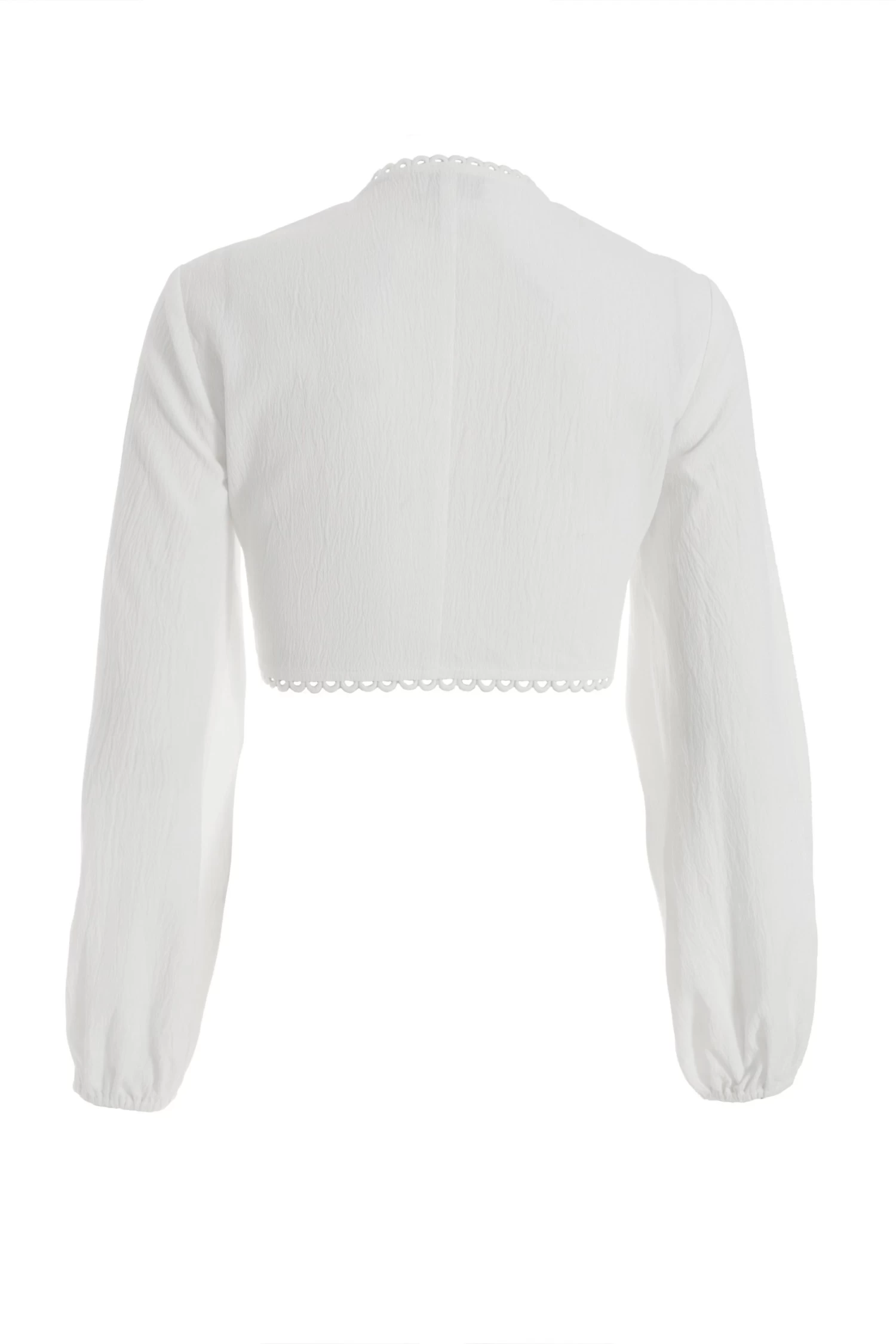 White Textured Tie Front Crop Top 5 White Textured Tie Front Crop Top - Image 5