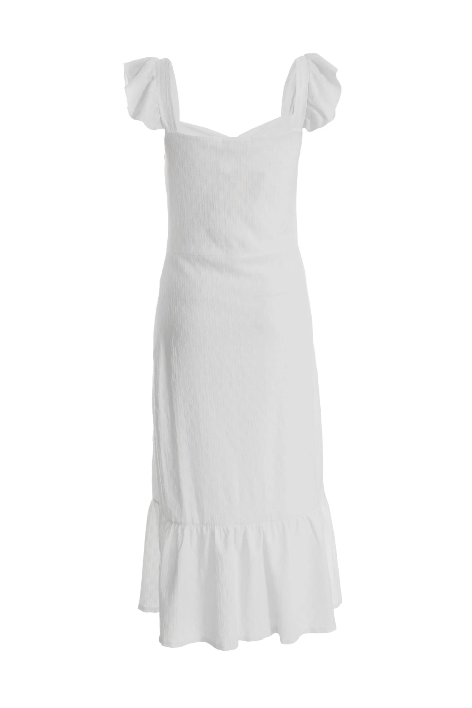 White Textured Frill Midi Dress 5 White Textured Frill Midi Dress - Image 5
