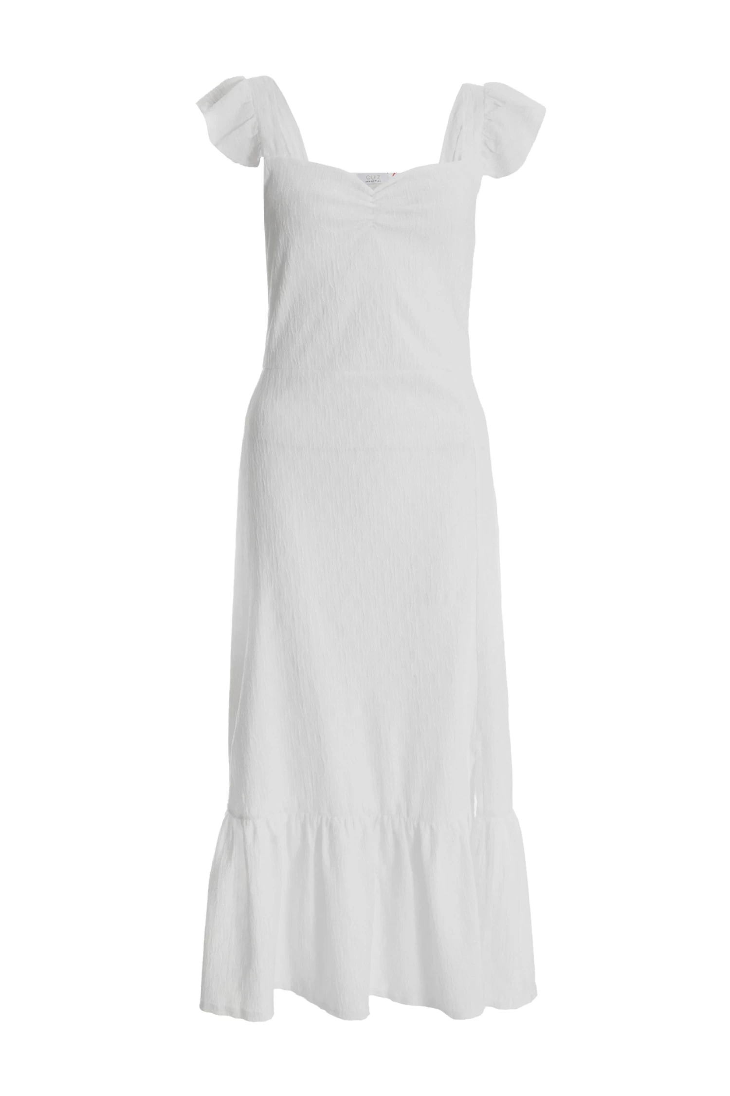 White Textured Frill Midi Dress 1 White Textured Frill Midi Dress