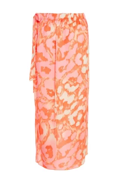 Orange Leopard Print Satin Wrap Midi Skirt -Women Clothing Sale 00100038902 ZB scaled