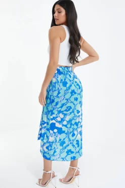 Blue Leopard Print Satin Wrap Midi Skirt -Women Clothing Sale 00100038903 XB scaled