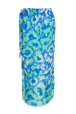Blue Leopard Print Satin Wrap Midi Skirt -Women Clothing Sale 00100038903 ZB scaled