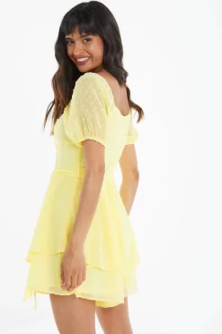 Yellow Chiffon Tie Front Playsuit 8 Yellow Chiffon Tie Front Playsuit -Women Clothing Sale 00100038929 XB scaled