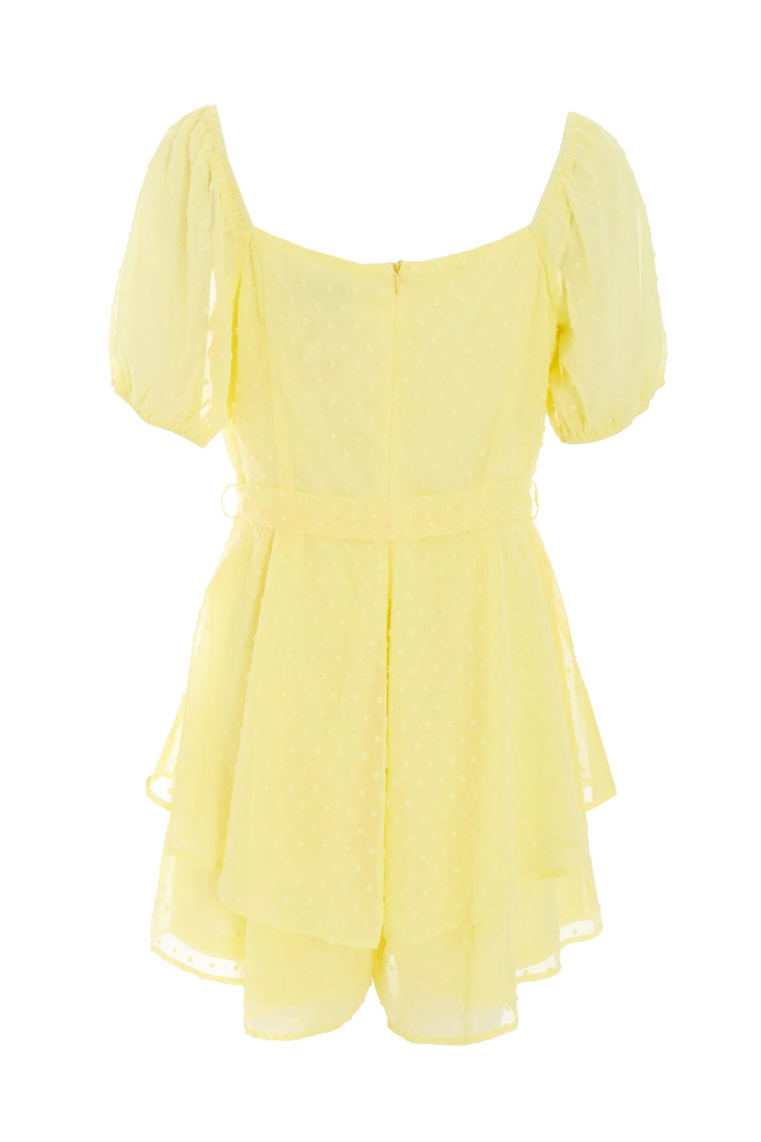 Yellow Chiffon Tie Front Playsuit 5 Yellow Chiffon Tie Front Playsuit - Image 5