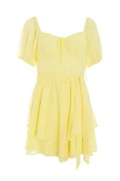 Yellow Chiffon Tie Front Playsuit