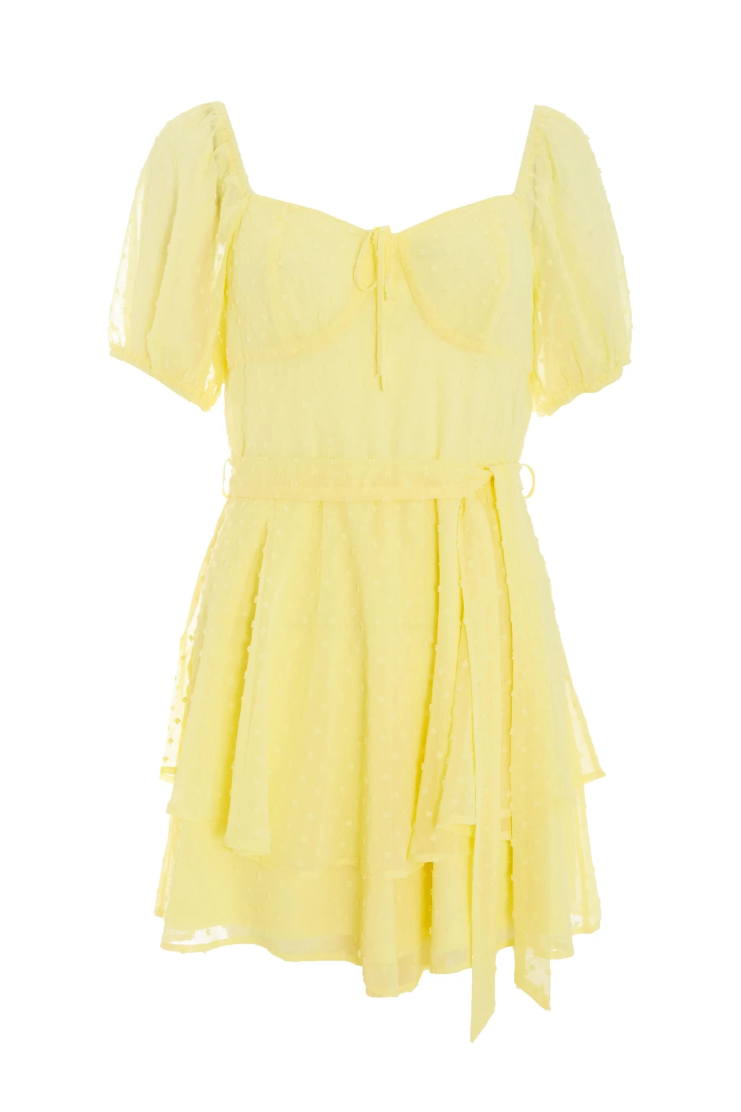 Yellow Chiffon Tie Front Playsuit 1 Yellow Chiffon Tie Front Playsuit