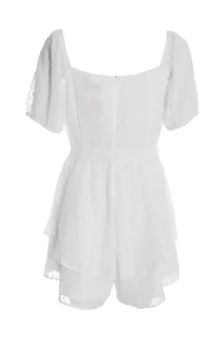 White Chiffon Tie Front Playsuit -Women Clothing Sale 00100038930 ZB scaled