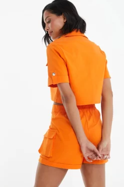 Orange Cargo Shorts -Women Clothing Sale 00100038973 XB scaled