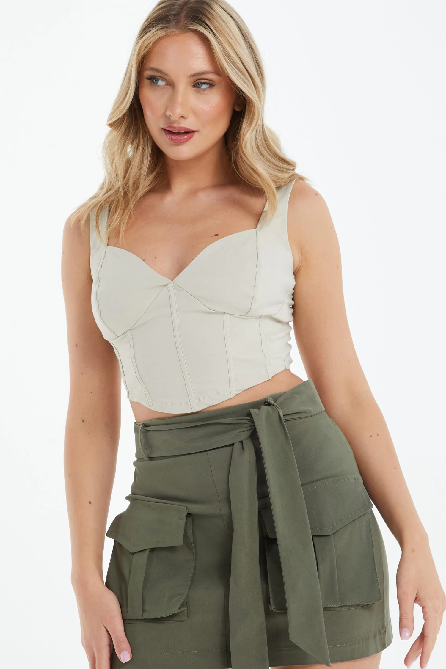 Khaki Cargo Mini Skirt 2 Khaki Cargo Mini Skirt - Image 2