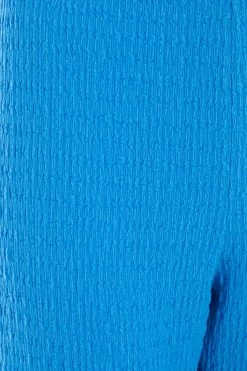 Blue Textured High Waisted Trousers 11 Blue Textured High Waisted Trousers -Women Clothing Sale 00100038984 ZS