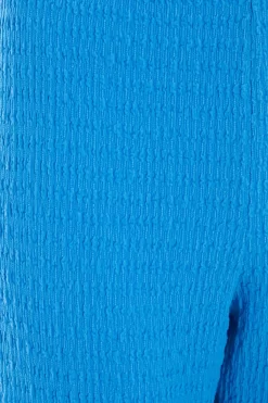 Blue Textured High Waisted Trousers -Women Clothing Sale 00100038984 ZS scaled