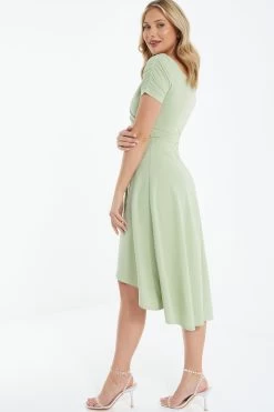 Green Bardot Dip Hem Midi Dress 8 Green Bardot Dip Hem Midi Dress -Women Clothing Sale 00100038996 XB