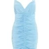 Blue Ruched Bodycon Mini Dress