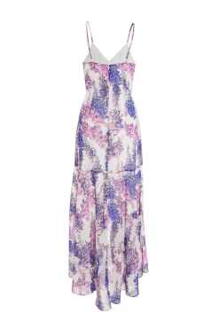 Purple Floral Print Frill Maxi Dress -Women Clothing Sale 00100039043 ZB scaled