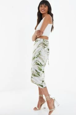 Green Marble Print Wrap Midi Skirt 9 Green Marble Print Wrap Midi Skirt -Women Clothing Sale 00100039045 XS