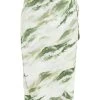 Green Marble Print Wrap Midi Skirt