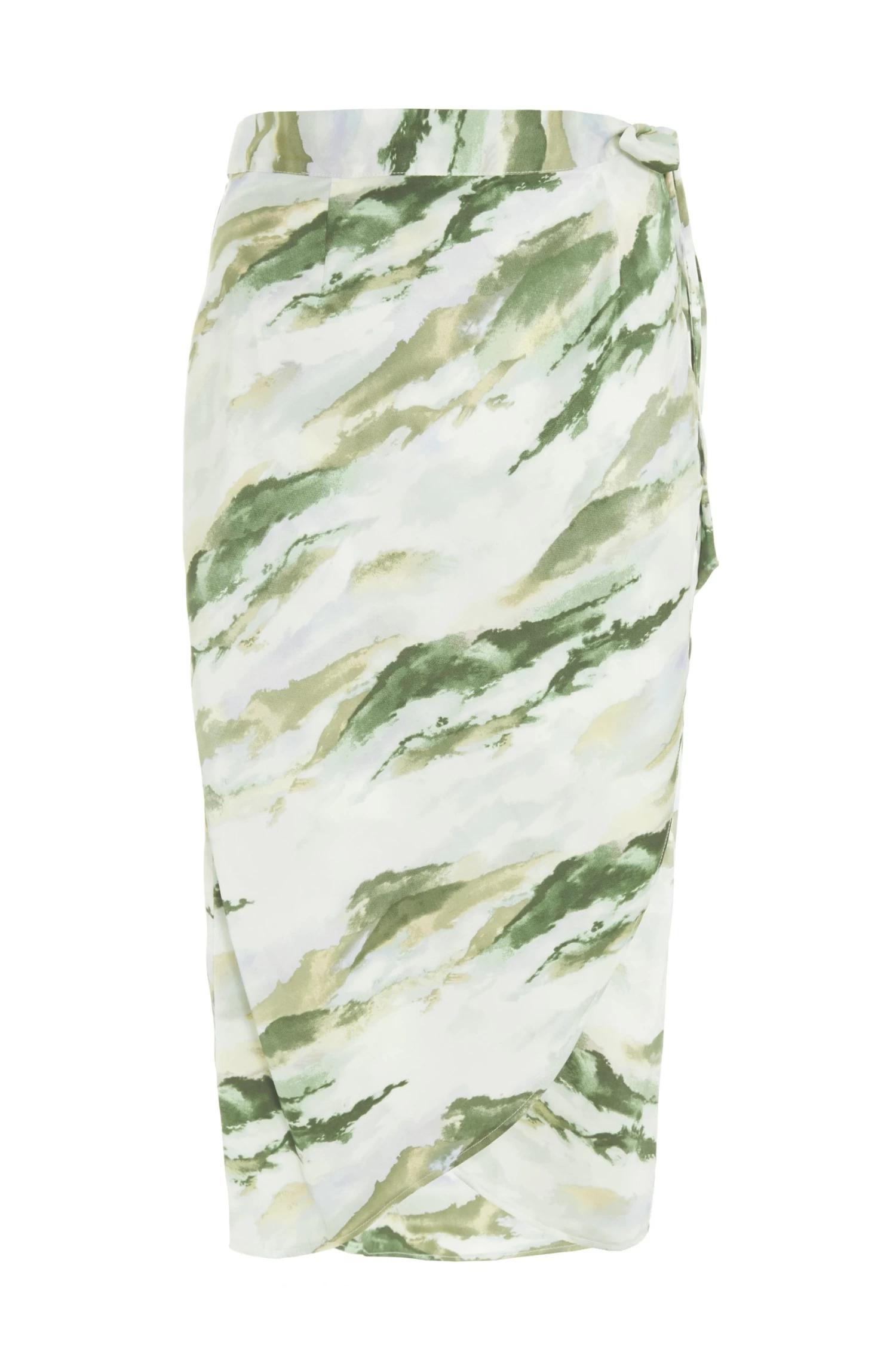 Green Marble Print Wrap Midi Skirt 1 Green Marble Print Wrap Midi Skirt
