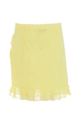 Yellow Chiffon Dobby Frill Mini Skirt 10 Yellow Chiffon Dobby Frill Mini Skirt -Women Clothing Sale 00100039046 ZB