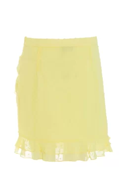 Yellow Chiffon Dobby Frill Mini Skirt -Women Clothing Sale 00100039046 ZB scaled