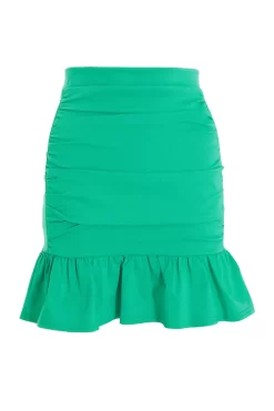 Jade Green Ruched Mini Skirt