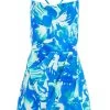Blue Tropical Print Playsuit