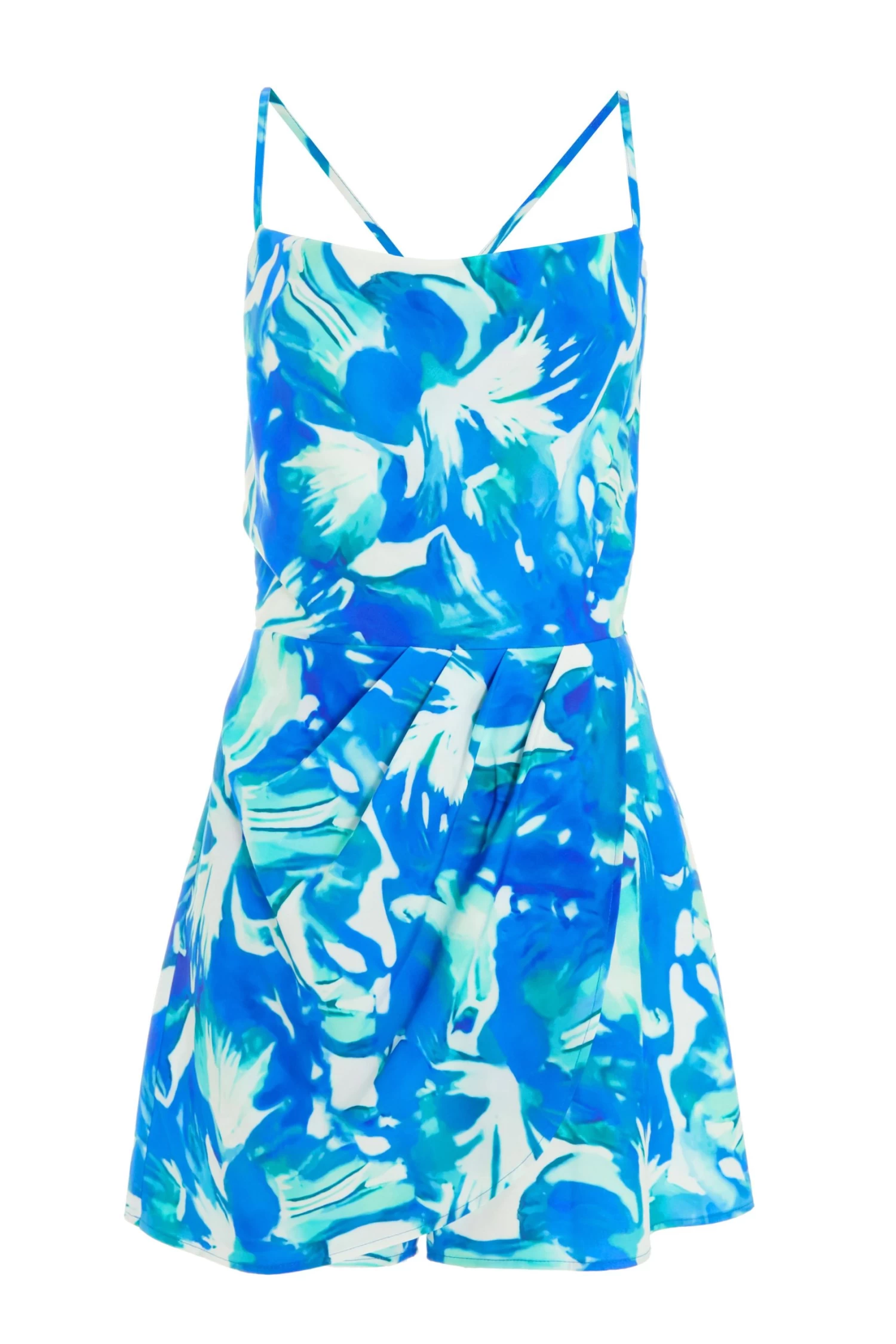 Blue Tropical Print Playsuit 1 Blue Tropical Print Playsuit