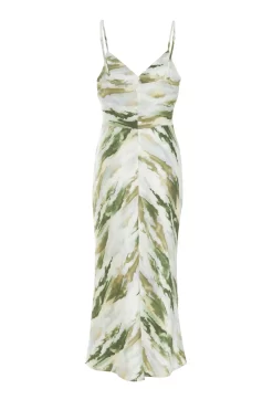 Green Marble Print Satin Midaxi Dress -Women Clothing Sale 00100039065 ZB scaled