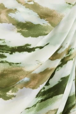 Green Marble Print Satin Ruched Midi Dress 11 Green Marble Print Satin Ruched Midi Dress -Women Clothing Sale 00100039066 ZS