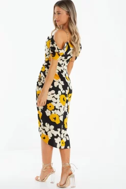 Black Floral Cold Shoulder Midi Dress 8 Black Floral Cold Shoulder Midi Dress -Women Clothing Sale 00100039068 XB scaled