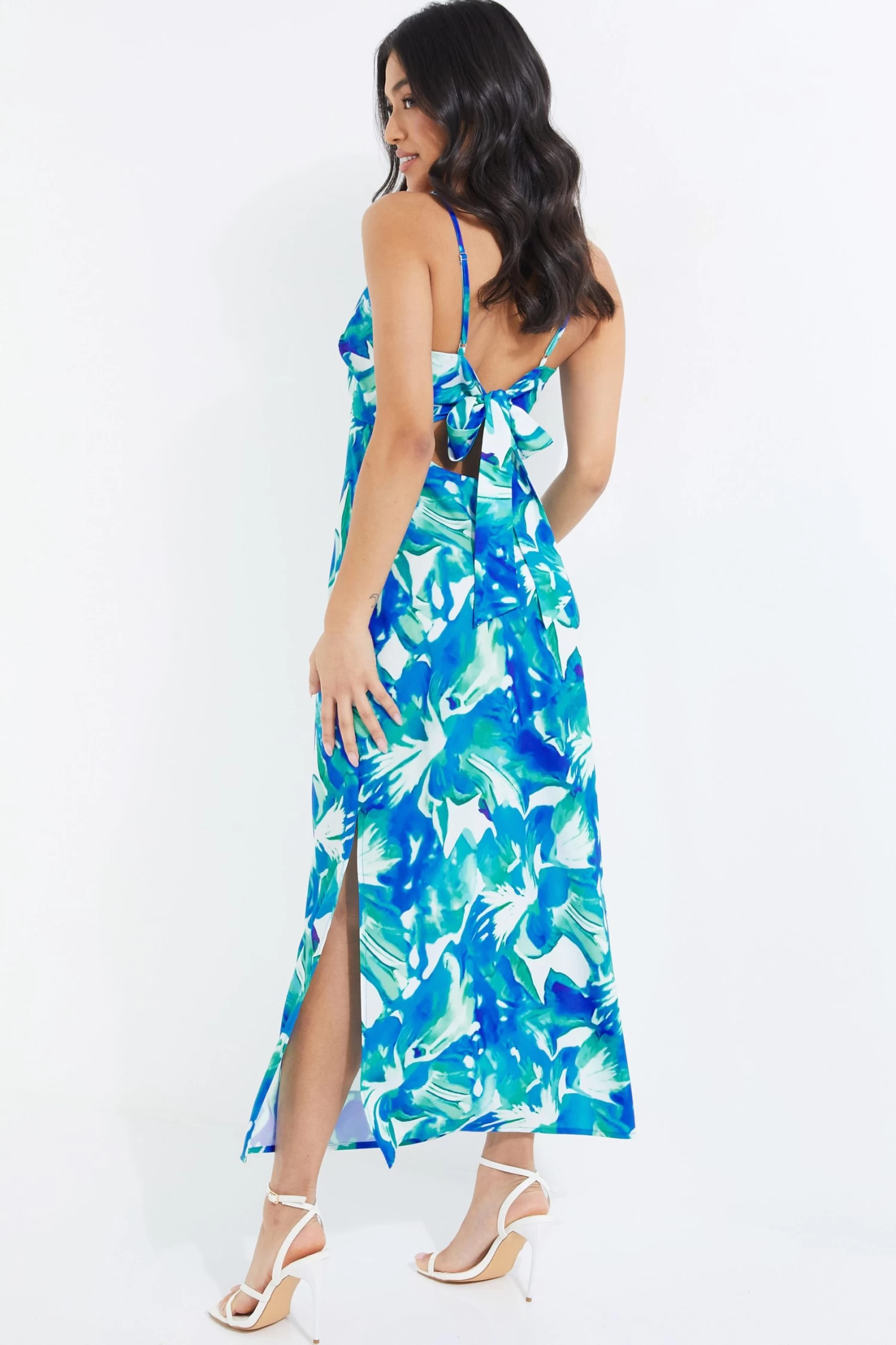 Petite Blue Tropical Print Midaxi Dress 3 Petite Blue Tropical Print Midaxi Dress - Image 3