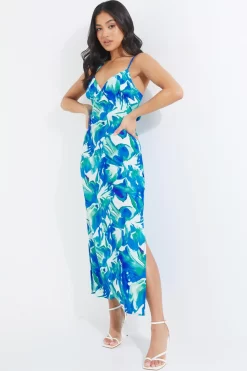 Petite Blue Tropical Print Midaxi Dress 9 Petite Blue Tropical Print Midaxi Dress -Women Clothing Sale 00100039108 XS scaled