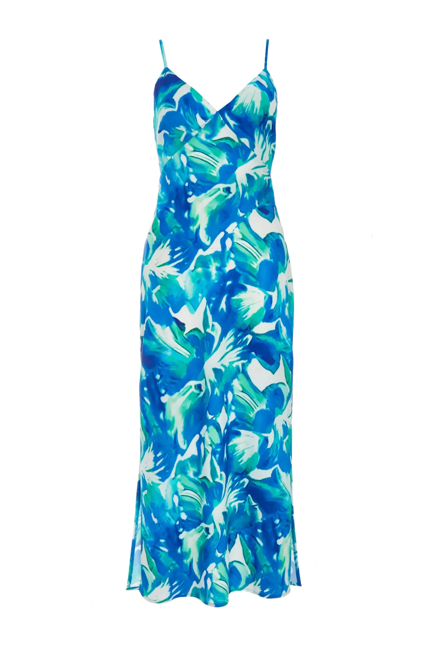 Petite Blue Tropical Print Midaxi Dress 1 Petite Blue Tropical Print Midaxi Dress
