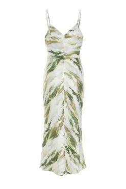 Petite Green Marble Print Satin Midaxi Dress -Women Clothing Sale 00100039109 ZB scaled