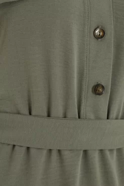 Khaki Shirt Midi Dress -Women Clothing Sale 00100039122 ZS scaled