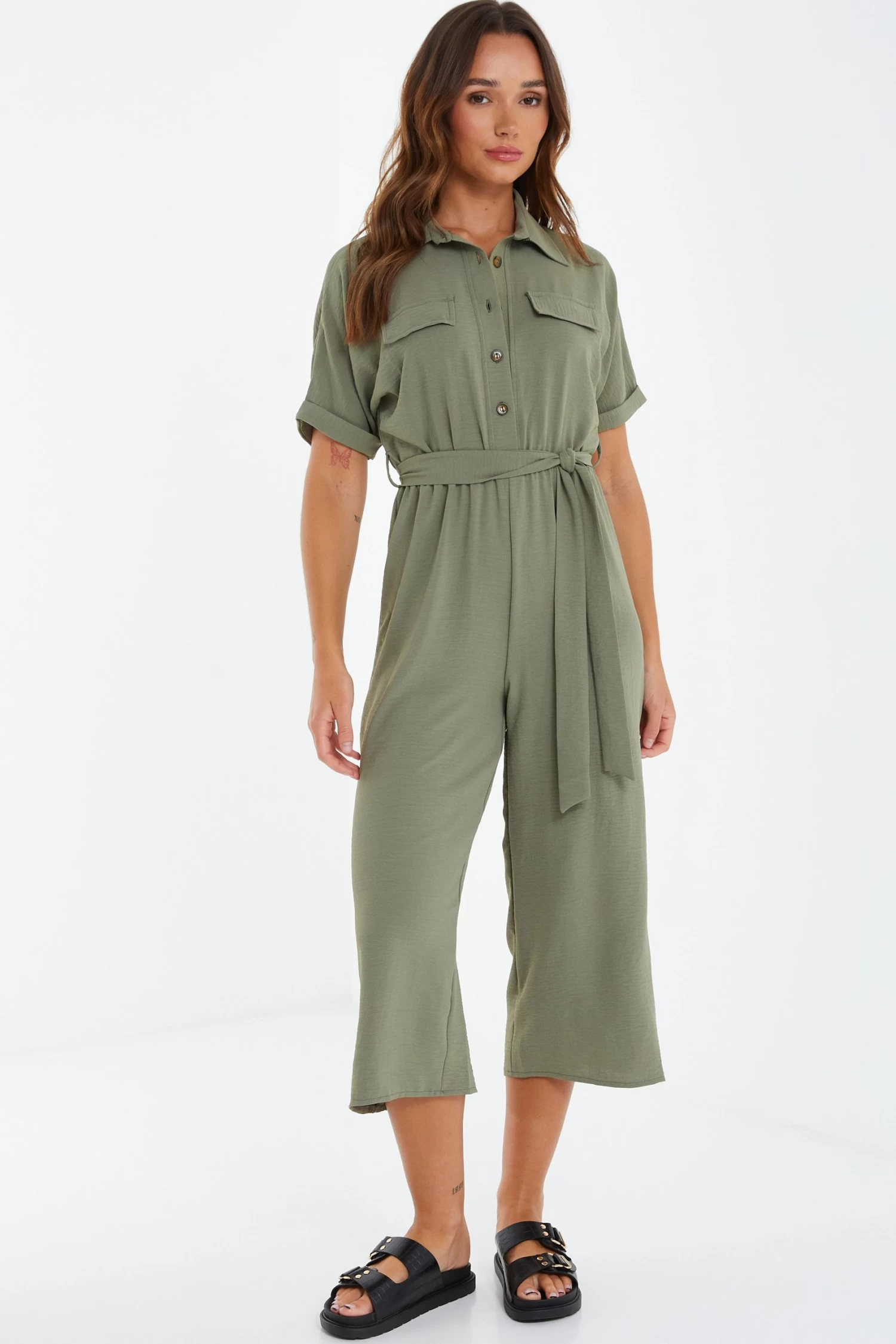 Khaki Utility Culotte Jumpsuit 2 Khaki Utility Culotte Jumpsuit - Image 2