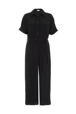 Black Utility Culotte Jumpsuit