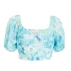 Blue Marble Print Crop Top