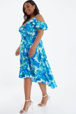 Curve Blue Tropical Print Midi Dress -Women Clothing Sale 00100039207 XS scaled