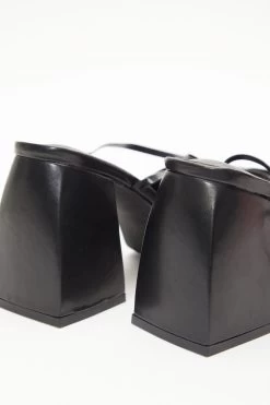 Black Lace Up Platform Heeled Sandal -Women Clothing Sale 00100039312 ZB