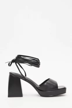 Black Lace Up Platform Heeled Sandal -Women Clothing Sale 00100039312 ZS scaled