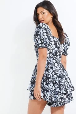 Black Floral Playsuit 8 Black Floral Playsuit -Women Clothing Sale 00100039341 XB