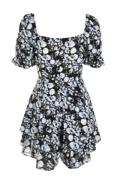 Black Floral Playsuit -Women Clothing Sale 00100039341 ZB scaled