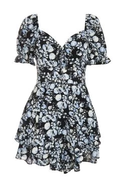 Black Floral Playsuit